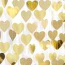 Glitter Champagne-Gold Engagement Party-Decorations Heart-Garland - 52ft Hanging Streamers Banner,Anniversary Wedding Bachelorette Bridal Shower Birthday Christmas housewarming Backdrop Decor Burgleda