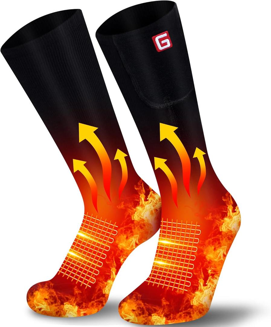 Heated Socks Rechargeable Electric Battery Heating Socks for Men Women with 3 Adjustable Heating Levels for Skiing Riding Hunting (Medium, Black)