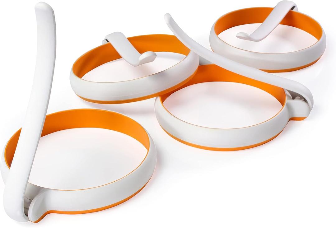 4-inch Silicone Fried Egg Rings Set, 4-pack, Round Mold for Pancakes, Breakfast Sandwich, Nonstick