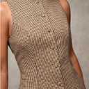 SOLY HUX Women's Plaid Button Down Dress Crew Neck Sleeveless Tie Back Work Office Mini Dresses (M)