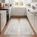 jinchan Kitchen Runner Rug 2x6-2pcs,Vintage Hallway Rug Washable Floral Non Slip with Rubber Backing Soft Carpet Runner for Bedroom Laundry Room Living Room Taupe