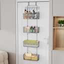 HapiRm Over The Door Organizer - Hanging Door Organizer with 4 Metal Large Capacity Baskets and Adjustable Coat Hook for Bathroom Bedroom Kitchen Pantry Closet Cabinet