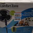 Comfort Zone Stand Fan, 16 inch Pedestal Fan for Bedroom, 3 Speed Floor Fan, 90 Degree Oscillation, Adjustable Height, Adjustable Tilt, Oscillating Air Circulator, Quiet Fan for Home or Office, Black