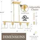 Kitchen Island Lighting, Brushed Gold Dining Room Light Fixture, 4-Light, Linear