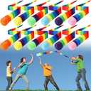 Leyndo 12 Pcs Throw and Catch Balls with Rainbow Tail, Soft Sports Play Comet Balls Playground Toys Bulk for Kids Adults Games and Activities Fun Throwing School (Classic, 35.43 Inches)