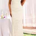 MITILLY Women's Summer Wedding Guest Dress 2026 Formal Spaghetti Strap Bodycon Ruched Floral Slit Maxi Dresses (S)