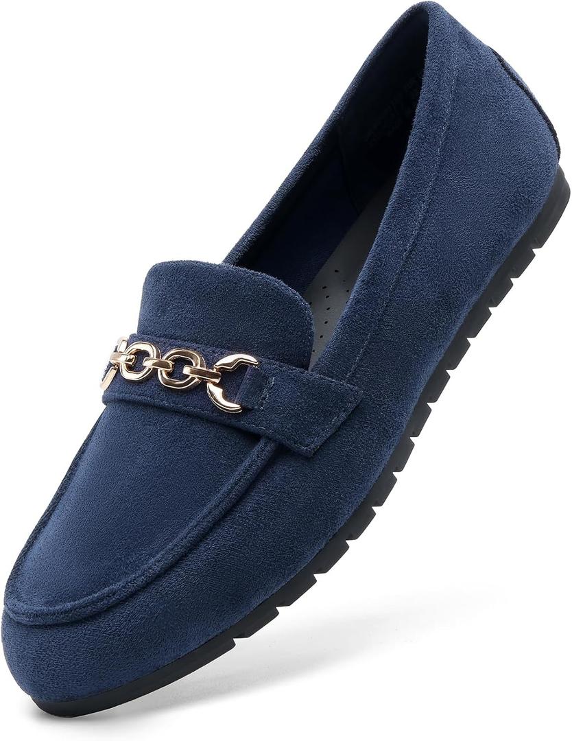 DREAM PAIRS Loafers for Women Casual Comfortable Slip On Flat Shoes Lightweight Leisure Work Shoes Comfort Walking Shoes (Size 8, Navy)
