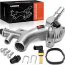 A-Premium Upgraded Aluminum Coolant Housing Water Outlet Compatible with Chevy Cruze 2011-2015, Cruze Limited 2016, Sonic 2012-2020, Trax & Buick Encore 2013-2019, 1.4L, Replace# 25193922, 55565334