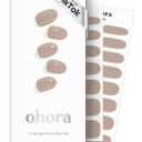 ohora Semi Cured Gel Nail Strips (N Cream Beige) - Nude, Solid, Works with Any UV/LED Lamps, Salon-Quality, Long Lasting, Easy to Apply & Remove - Includes 2 Prep Pads, Nail File & Wooden Stick