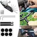 Bike Repair Kit, Bicycle Repair Bag With Tire Pump, Bike Tool Kit for Camping Travel, 16-in-1 Bike Multitool, Bicycle Tire Repair Kit, 4mm and 5mm Allen Wrenches, Used for Mountain Bike and Road Bike