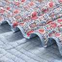 Ridhi Block Print Quilted Pigeon Blue & Flamingo Pink Reversible Throw Blanket 100% Cotton Quilt,Cover for Couch and Bed, Sage Lap Bedding Coverlet, Luxury Oversized Quilted Throw King 96" X 106"