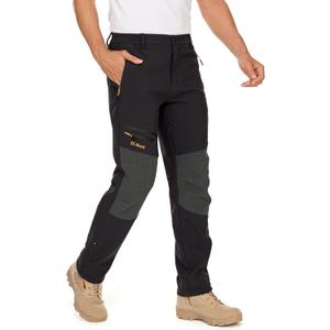 Mens Waterproof Hiking Pants,Snow Ski Fleece Lined Insulated Pants Soft Shell Winter Pants Camping Fishing Work Outdoor (40, Black)
