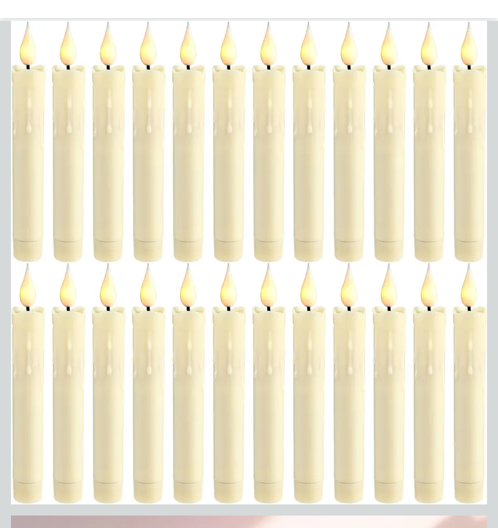 11pcs 6.5 Inch Ivory Flameless Taper Candles LED Candle Sticks Battery Operated Flickering LED Candlestick Window Plastic Candle for Wedding Halloween Christmas Decor(No Battery