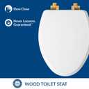 Mayfair Bennett Toilet Seat with Brushed Gold Hinges, Slow Close Wood Seat, Secure Metal Hinges, Easy Install, Made in USA, Elongated, White