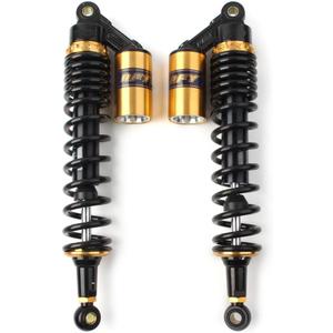 Newsmarts 2pcs Adjustable 15.75" 400mm Motorcycle Air Shock Absorbers for HONDA for Suzuki for Yamaha for Kawasaki ATV Go Kart Quad Dirt Sport Bikes, Gold and Black