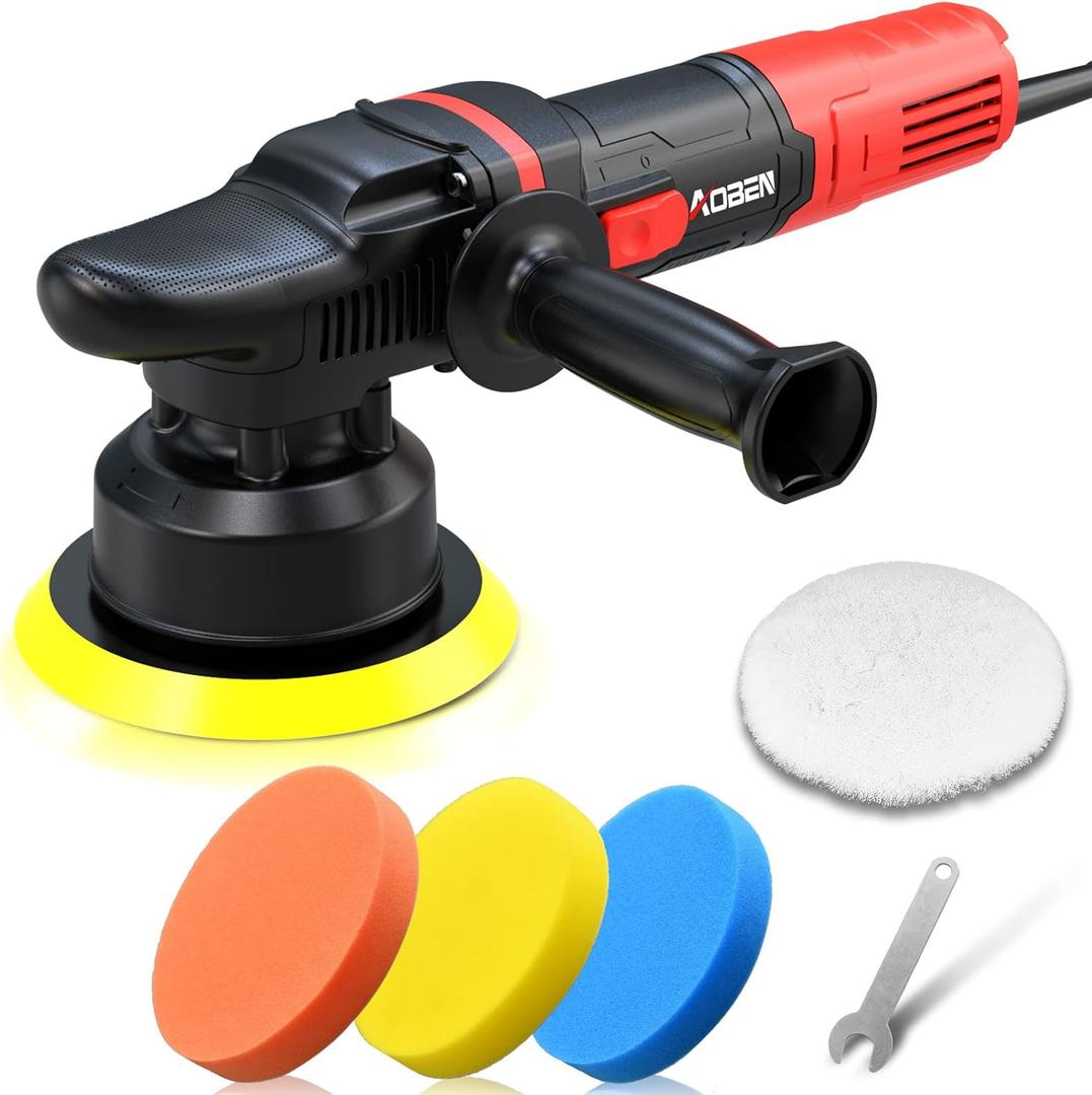 AOBEN Car Buffer Polisher,6 inch Dual Action Polisher,Random Buffer Polisher kit with 6 Variable Speed 1000-4500rpm,Detachable Handle,4 Buffing Pads for Car detailing Polishing and Waxing (AT3501-7)
