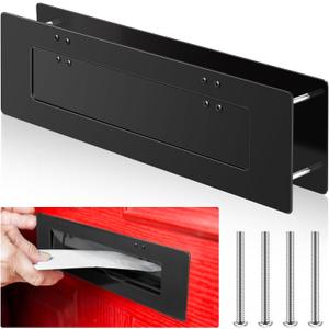Zonon 1 Set 13" x 3. 9" Mail Slot with Double Flap for Front Door Mailbox Accessory, with Solid Stainless Steel Interior Frame, Matte Black