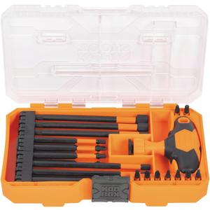 Klein Tools 33804 ProFlex Impact-Rated Interchangeable Ratcheting T-Handle Set, Torsion Zone, Magnetic Bit Holder, SAE, Metric, TORX ((Pack of 1))