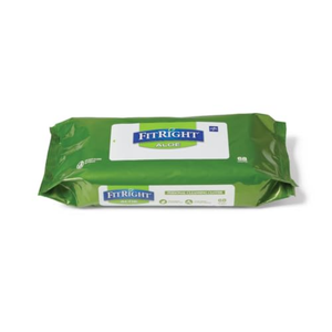 FitRight Aloe Scented Wet Wipes, 8" x 10", Peel and Reseal Pack, 68/Pack Pack of 2