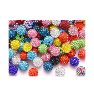 100Pcs Rhinestone Beads 10mm for Jewelry Making, Shiny Round Shamballa Disco Beads Bling Sparkle Rhinestone Clay Beads for Necklace Bracelet Earring Making and DIY Decoration(Mixed Color), Pack of 2