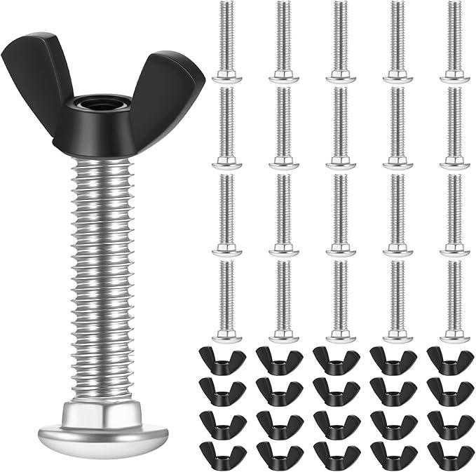 Therwen 18 Set M6 Pet Carrier Fasteners Set Dog Kennel Replacement Screws and Bolts Butterfly Nuts Dog Kennel Bolts Hardware Replacement Kit for Pet Carrier(Black)