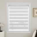 LUSTROWIN Cordless Zebra Blinds for Windows, Dual Layer Light Control Blinds for Indoor Windows, Light Filtering Roller Blinds & Shades, Light Grey, 27" W x 72" H