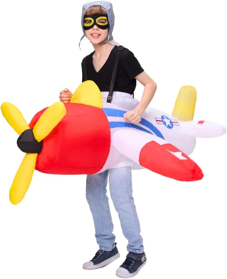 PTS Inflatable Costume Kid, Blow Up Airplane Costume for Halloween Inflatables Cosplay Party