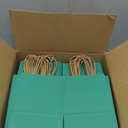 BagDream Kraft Paper Bags 100Pcs 5.25x3x8 Inches Small Kraft Gift Bags with Handles Bulk, for Shopping, Party Favor, Retail, Merchandise, Business, Green Striped Paper Sacks