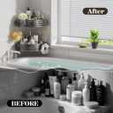 2 x Corner Shower Caddy Suction Cup,Shower Shelves with Hooks,No Drilling Powerful Suction Bathroom Organizers and Storage,Removable Waterproof Rustproof Shower Bathroom Accessories Decor(Grey 2Pack)