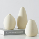 CEMABT Beige Ceramic Vase Set - 3 Small Unique Flower Vases for Centerpieces, Decorative Modern Vases for Home Decor