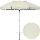 AMMSUN 8 Feet Large Beach Umbrella with Sand Anchor Heavy Duty High Wind Portable Outdoor Umbrellas UV 50+ Protection Air Vent Tilt Patio Garden Pool