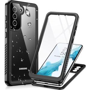 Temdan Samsung Galaxy S22+ Plus Waterproof Case, Built-in Screen Protector, Shockproof IP68, 6.6" 5G - Black
