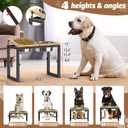 Dog Bowls Elevated, 4 Height (9.6" to15) & Angle (0-20) Adjustable Raised Dog Bowl Stand, Elevated Dogs Bowl for Medium to Large Sized, Bamboo Feeding Station with 2X 10cups Stainless Steel Dishes