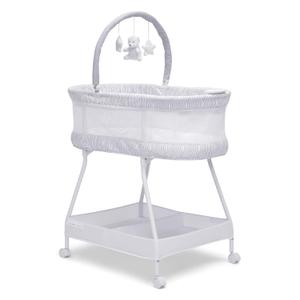 Delta Children Curve Bassinet, White/Grey, 
Product Dimensions	32"L x 20"W x 45"H
Material	fabric, Mesh