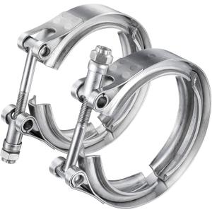 5 Inch V Band Clamp 304 Stainless Steel, for Turbo Exhaust Downpipe, Racing Ford Pickup Truck Exchange Exhaust Systems(2 Pack)