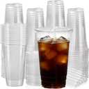 100 Pack 24 oz Clear Plastic Cups with Lids and Straws, [Leak-Proof & Snap-Tight Design] Disposable Iced Coffee Cups for Smoothies, Bubble Tea and Cold Drinks, BPA Free Sturdy PET Tumblers