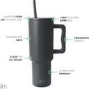 Simple Modern 40 oz Trek Tumbler with Handle and Straw Lid | Cup Holder Friendly Insulated Stainless Steel Travel Mug | Graphite