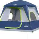 UNP 4-Person Tent, Portable Cabin Tent, Camping Tent 4-Person Easy Set Up, Waterproof with Top Rainfly for Outdoor Camping/ Hiking (Dark Blue)