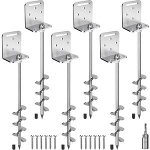 BeneLabel 2/4/6 Pack 18" 24" Ground Anchors Screw in Shed Anchor with L Bracket Trampoline Anchor Spiral Swingset Anchors for Swing Set, Mobile Home, Fence, Playset, Tent, Canopy, Carport