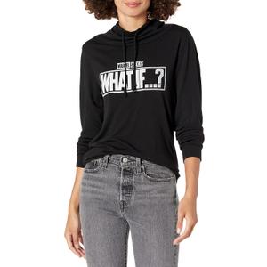 Marvel Black and White Women's Long Sleeve Cowl Neck Pullover, X-Small