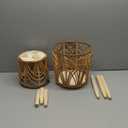 "Boho Rattan Plant Stand Indoor Outdoor - 2 Rattan Wicker Planter Shelf for Multiple Plants, Mid Century Modern Wooden Flower Pot Holder with Stand, Farmhouse Home Decor for Living Room (B-Style (S+M))