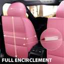 SanQing Car Seat Covers Full Set, Super Luxurious Heavy Universal Duty Waterproof Leather Automotive Vehicle Cover for Cars SUV Pick-up Truck, Non-Slip Seat Pink Car Accessories(Pink Black