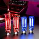 UBAPEV 4 PCS USB Night Light, Touch Dimmable Mini USB LED Car Interior Ambient Lights, Portable Plug-in Glass Bottle Night Lamp for Car, Tent, Desk, Bedside(2Red&2Blue)