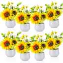 Zeyune 8 Pieces Artificial Sunflower Potted Plants for Yellow Kitchen Decor Sunflower Centerpieces for Tables Mason Jar Artificial Flowers in Plastic Pot for Bathroom Wedding Office
