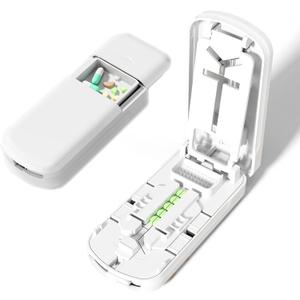 Portable Dual-Blade Pill Cutter and Crusher, Precision Half, Third and Fourth Tablet Splitter with Silicone Grip and Safety Lock for Small, Tiny or Large Pills, Upgraded Version