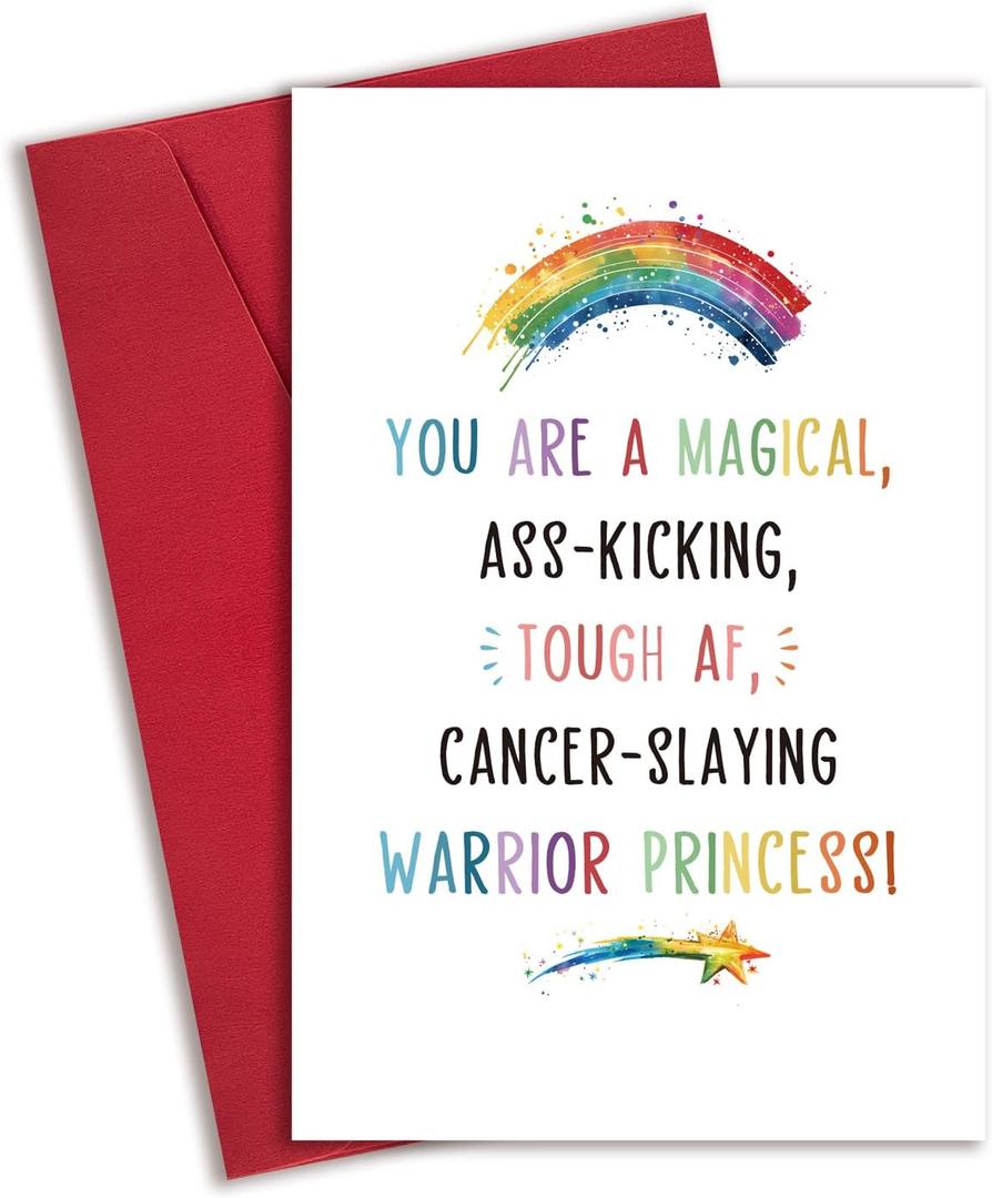 Funny Cancer Card for Her Women, Encouragement Gifts for Cancer Patients Friend, Heartwarming Sympathy Card, Get Well Soon Card for Female, Cancer-Slaying Warrior Princess