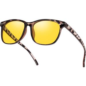 HAOLOTA Polarized Sunglasses Men Women Designer Driving glasses Lightweight UV400 Protection (S, White Tortoise, Night Vision Lens)