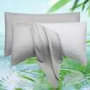 Cooling Crescent Side Sleeper Pillow Cases King Size Set of 2 - Curved Rayon Derived from Bamboo Pillowcase Cover - Breathable Silky Pillowcase for Hot Sleepers Hair and Skin 20 * 36 Inches Light Grey