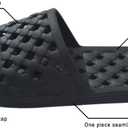 Shower Shoes for Adult Comfortable and Soft Slippers Quick Dry Non-Slip with Drain Holes for Bathroom (10.5-11 Wide Women/9-10 Wide Men, Black)