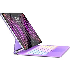 Magic for iPad Air 13-inch(M4 2026/M3 2025/M2 2024)iPad Pro 12.9(6th/5th/4th/3rd)Generation Case with Keyboard Rainbow Backlit & Multi-Touch Trackpad Floating Stand Magnetic Cover Purple